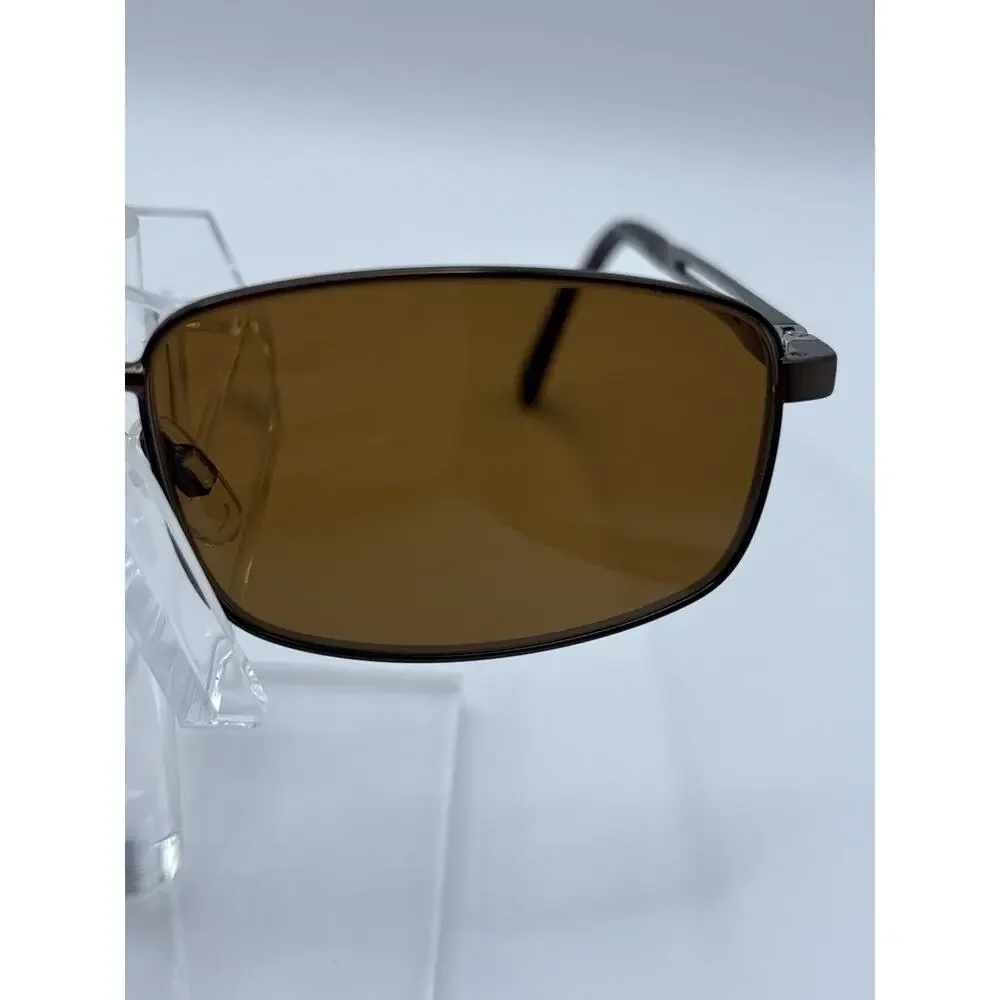 TurboFlex TF368 Brown Rectangular Sunglasses 54-18 Memory Metal Frame